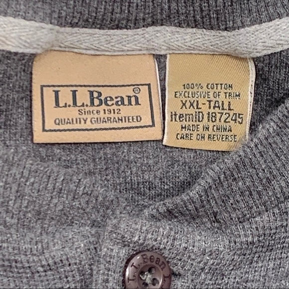 L.L. Bean Henley Men’s Size XXL-Tall Gray 3 Button Long Sleeve - Picture 5 of 8